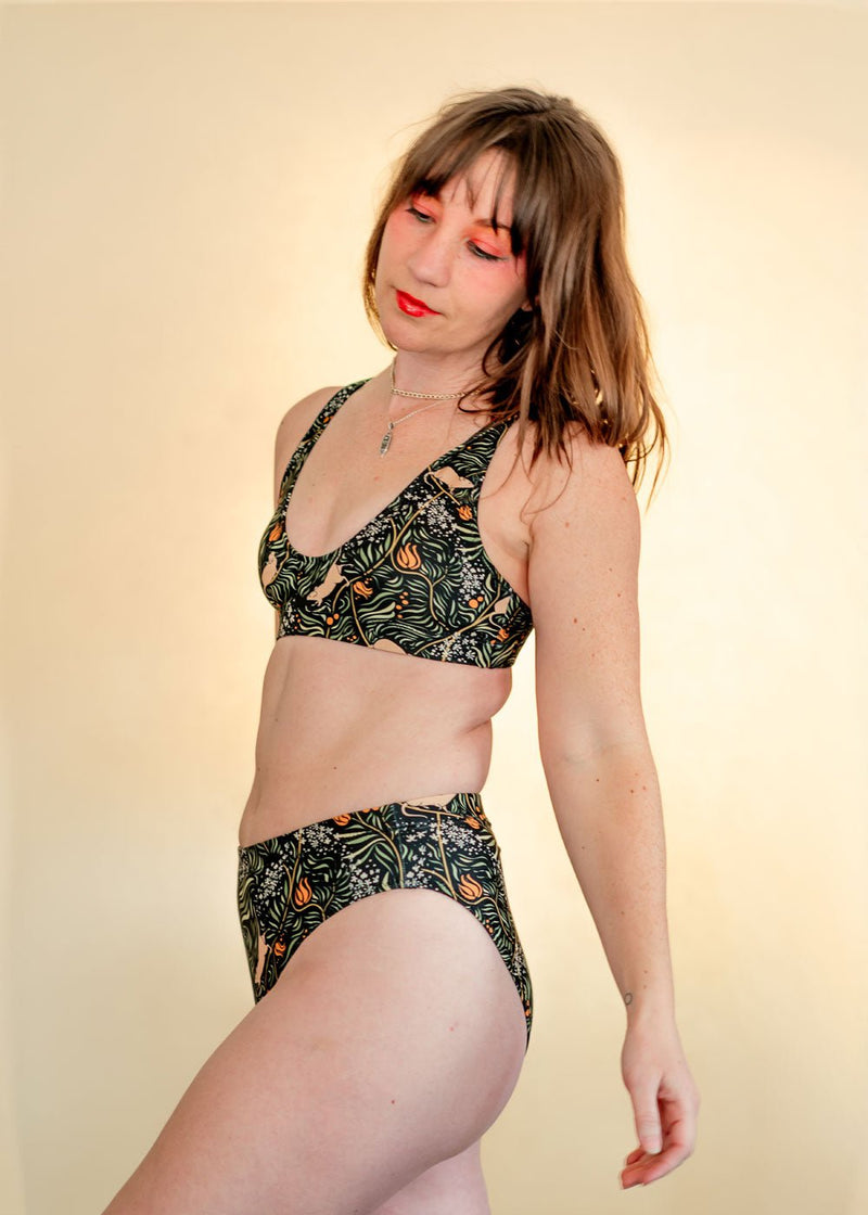 Meadow - Recycled high-waisted cheeky bikini bottom