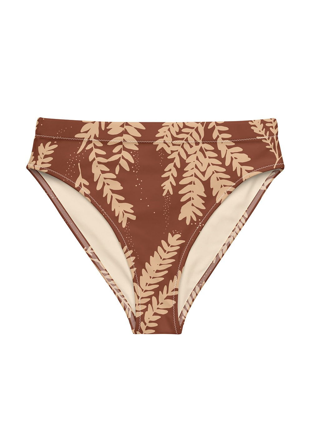 Sundara - Acorn and Creme Recycled high-waisted cheeky bikini bottom