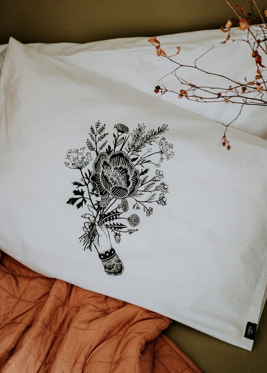 Herb Nerd - Hand Printed Pillow Case Pair - 200tc