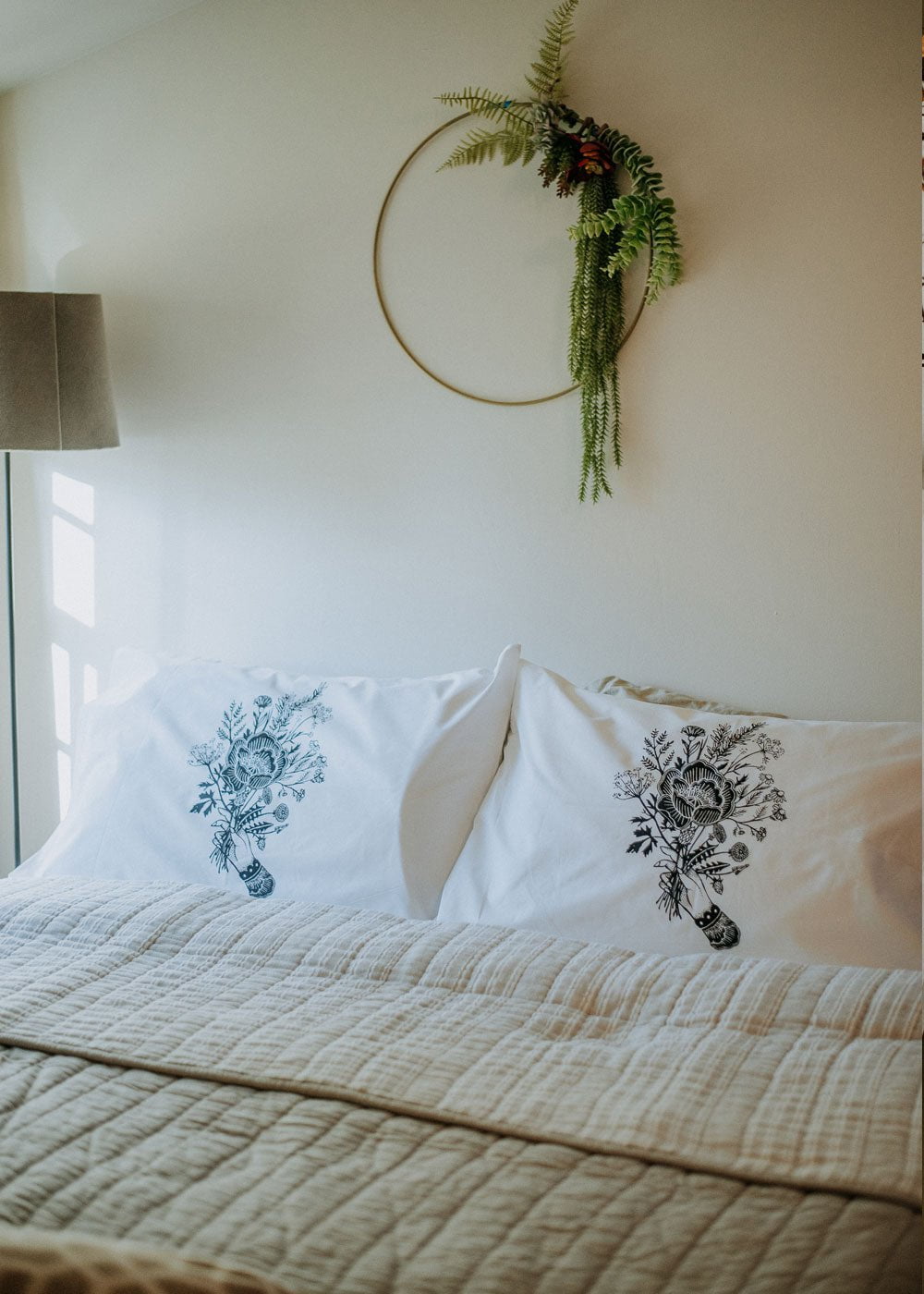 Herb Nerd - Hand Printed Pillow Case Pair - 200tc