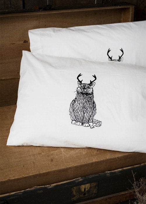 The Original Wild Catalope - Hand Printed Pillow Case Pair - 200tc