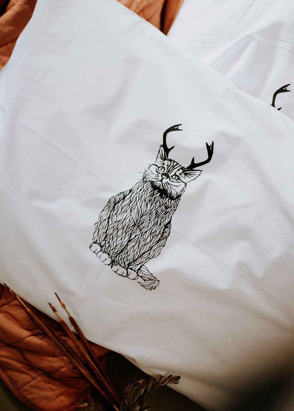 The Original Wild Catalope - Hand Printed Pillow Case Pair - 200tc