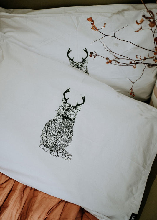 The Original Wild Catalope - Hand Printed Pillow Case Pair - 200tc