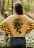 Load image into Gallery viewer, Herb Nerd - Vintaged Cropped Raglan Fleece in Chamomile
