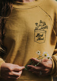 Load image into Gallery viewer, Herb Nerd - Vintaged Cropped Raglan Fleece in Chamomile
