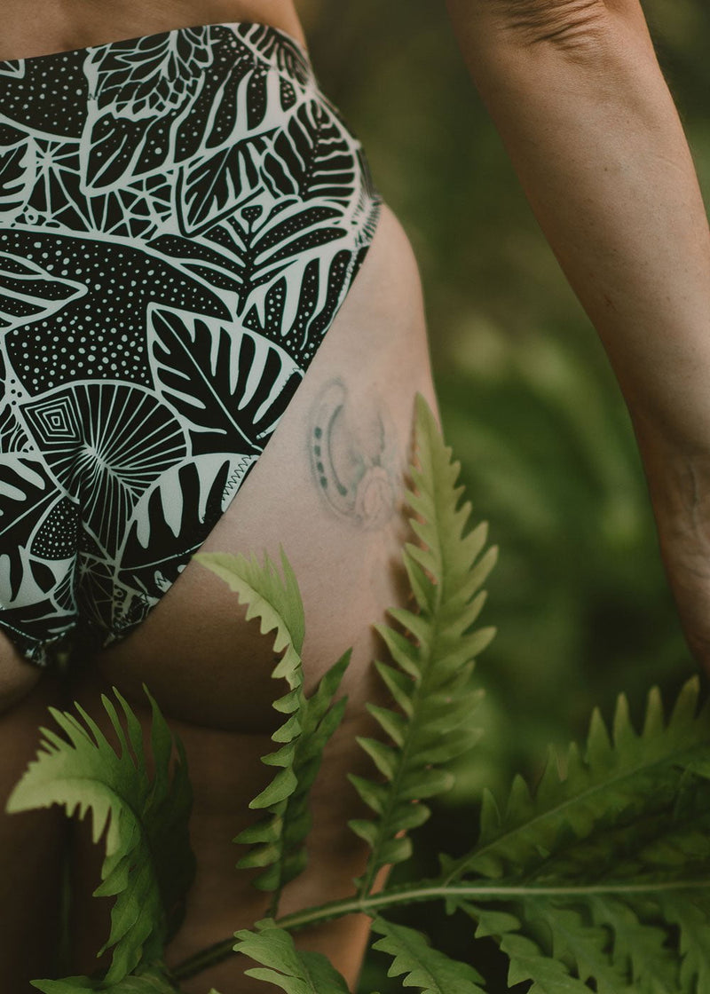 Palm Garden - Recycled high-waisted cheeky bikini bottom