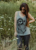 Load image into Gallery viewer, Peace Out Sloth - womens flowy tank top - 5% Donated to Wildlife
